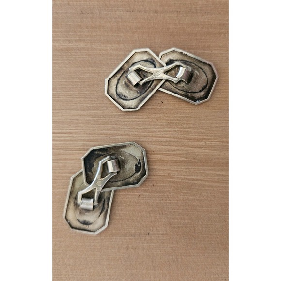 Vintage Cufflinks Gold Tone Oval Ornate Edge Wedding Formal Occasion - Picture 9 of 9